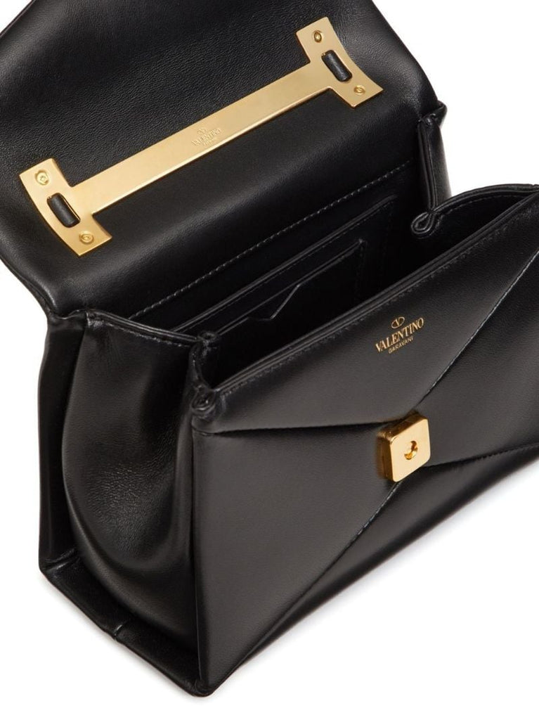 Black One Stud Mini Leather Top Handle Bag