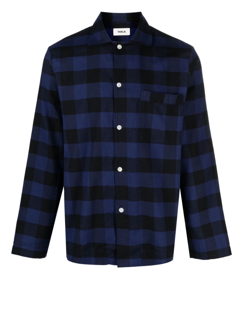 Blue Check Print Organic Cotton Pyjama Shirt