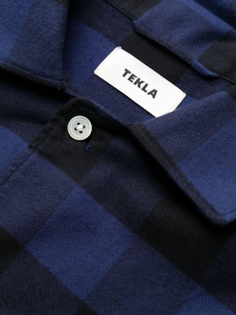 Blue Check Print Organic Cotton Pyjama Shirt