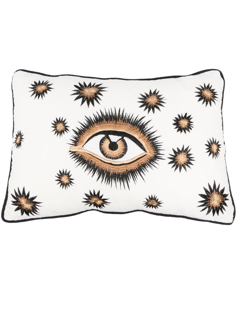 White Embroidered Eye Cushion