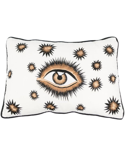 White Embroidered Eye Cushion