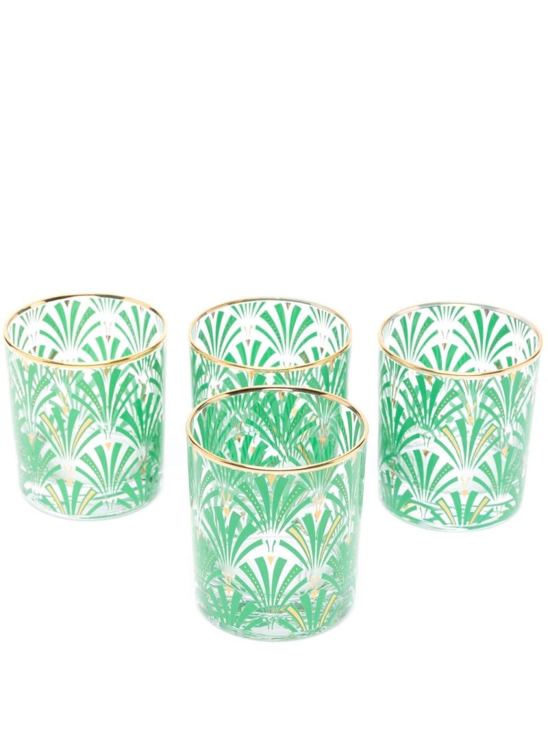 X Browns Green Palm Tree Printed Tumblers Set