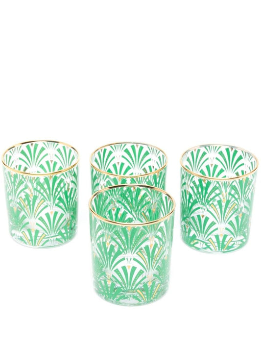 X Browns Green Palm Tree Printed Tumblers Set