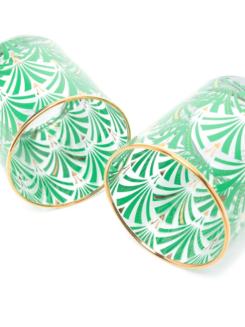 X Browns Green Palm Tree Printed Tumblers Set