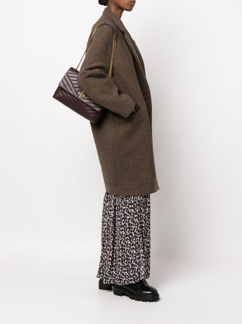 Brown Kira Chevron Quilted Shoulder Bag