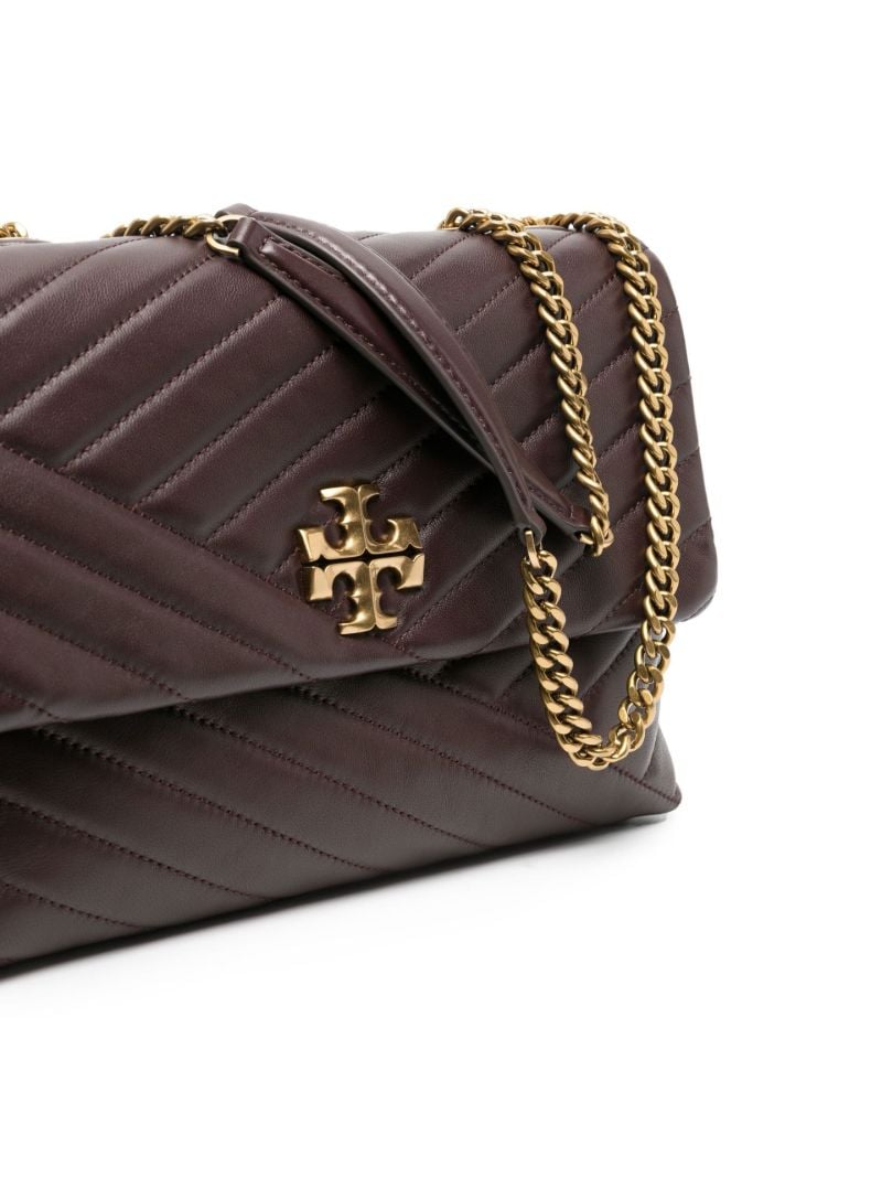 Brown Kira Chevron Quilted Shoulder Bag