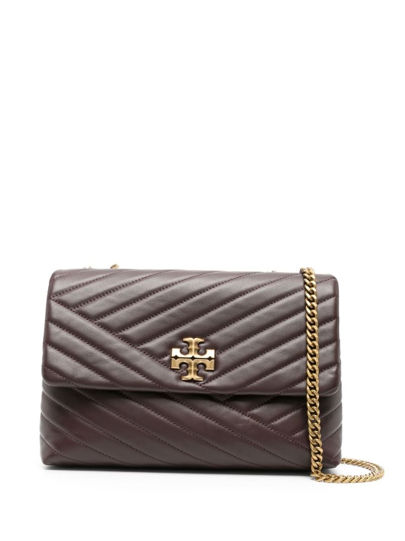 Brown Kira Chevron Quilted Shoulder Bag