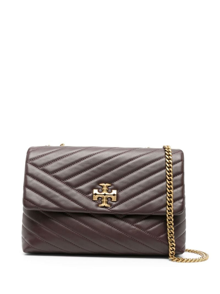 Brown Kira Chevron Quilted Shoulder Bag