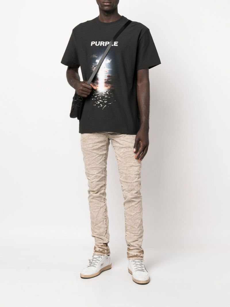 Black P104 Graphic Print Cotton T-shirt