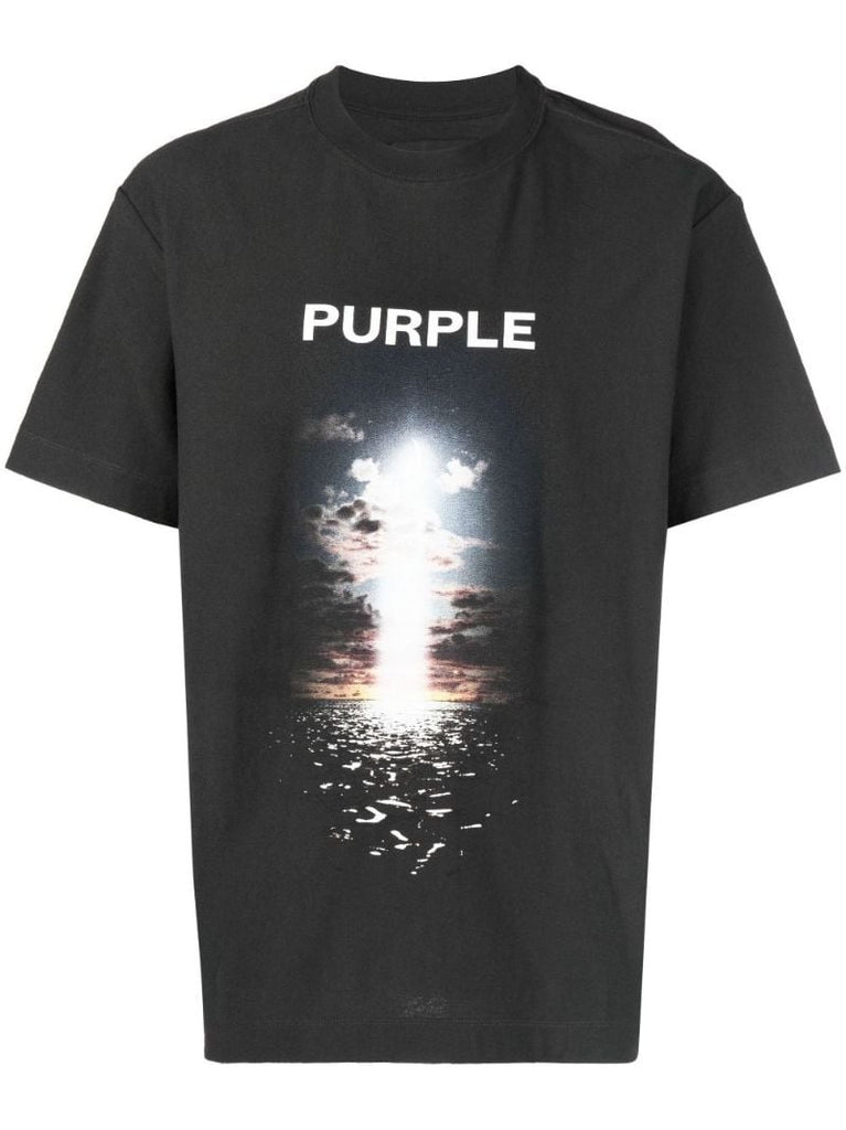 Black P104 Graphic Print Cotton T-shirt