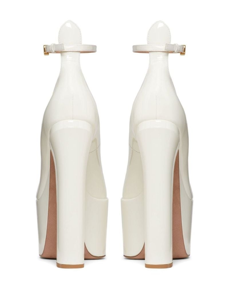 White 165 Leather Platform Pumps