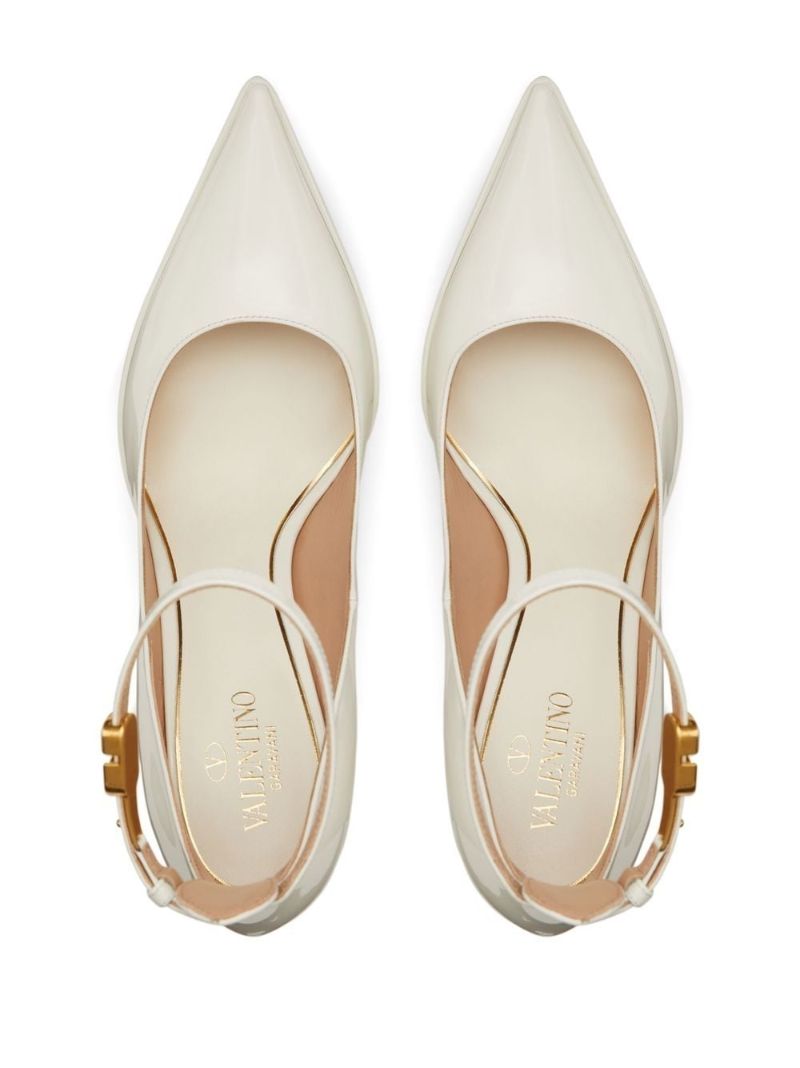 White 165 Leather Platform Pumps