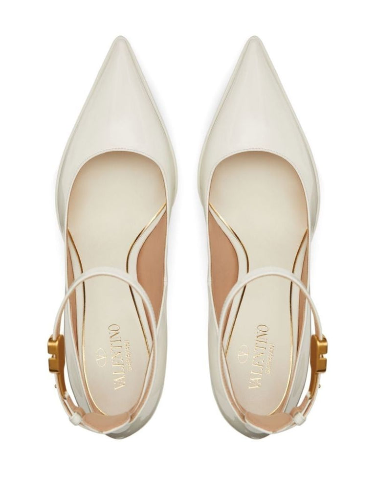 White 165 Leather Platform Pumps