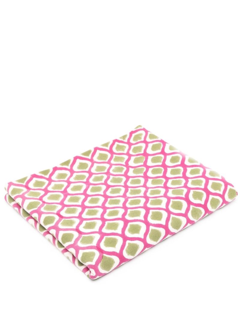 Pink Printed Cotton Tablecloth