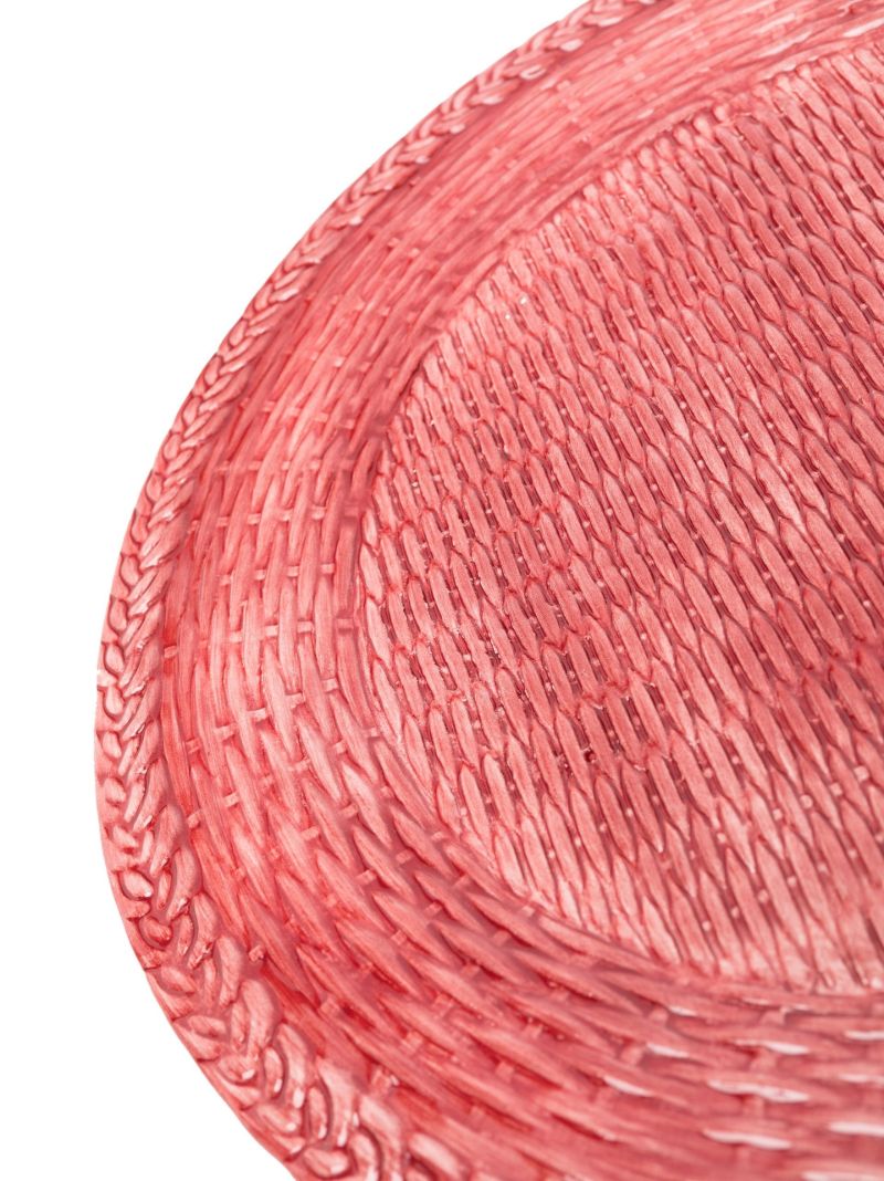 Pink Wicker Ceramic Plate Set