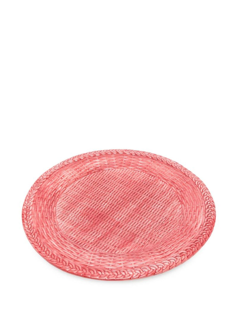 Pink Wicker Ceramic Plate Set