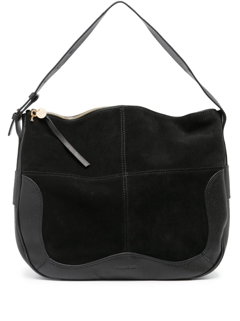Black Hana Suede Shoulder Bag