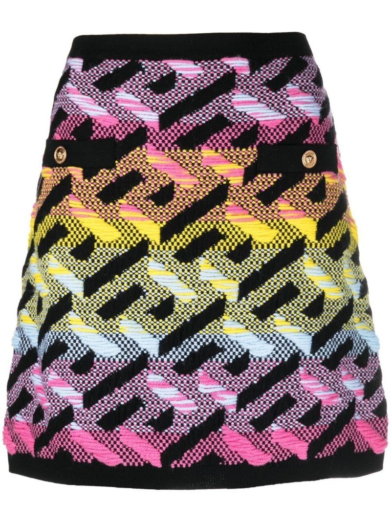 Multicolour La Greca Wool Mini Skirt