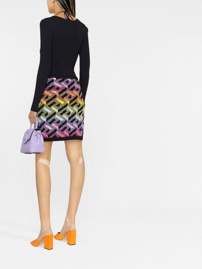 Multicolour La Greca Wool Mini Skirt