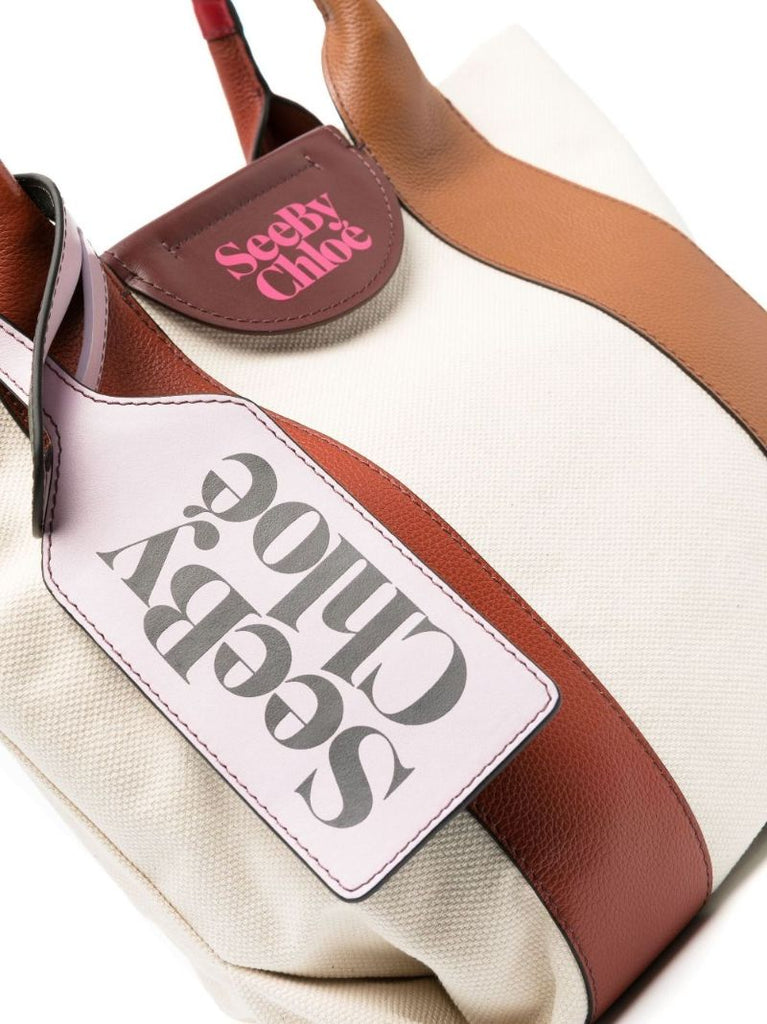 Neutral Laetizia Small Canvas Tote Bag