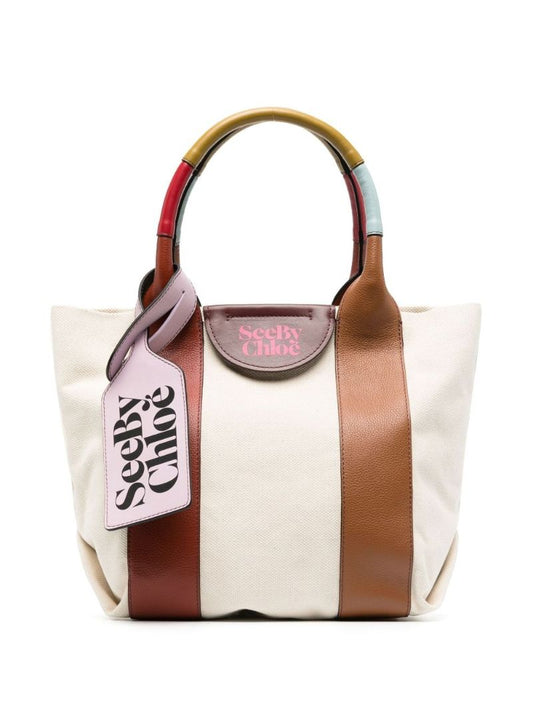 Neutral Laetizia Small Canvas Tote Bag