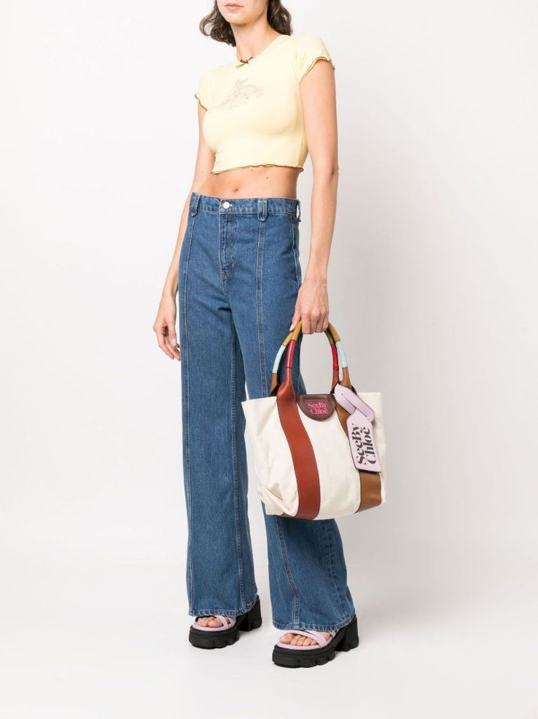 Neutral Laetizia Small Canvas Tote Bag
