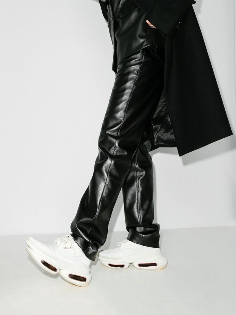 White B-bold Chunky Leather Sneakers