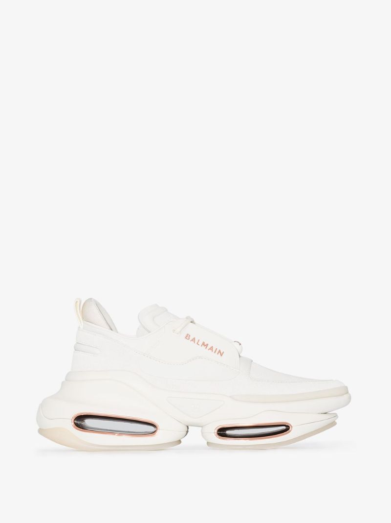 White B-bold Chunky Leather Sneakers
