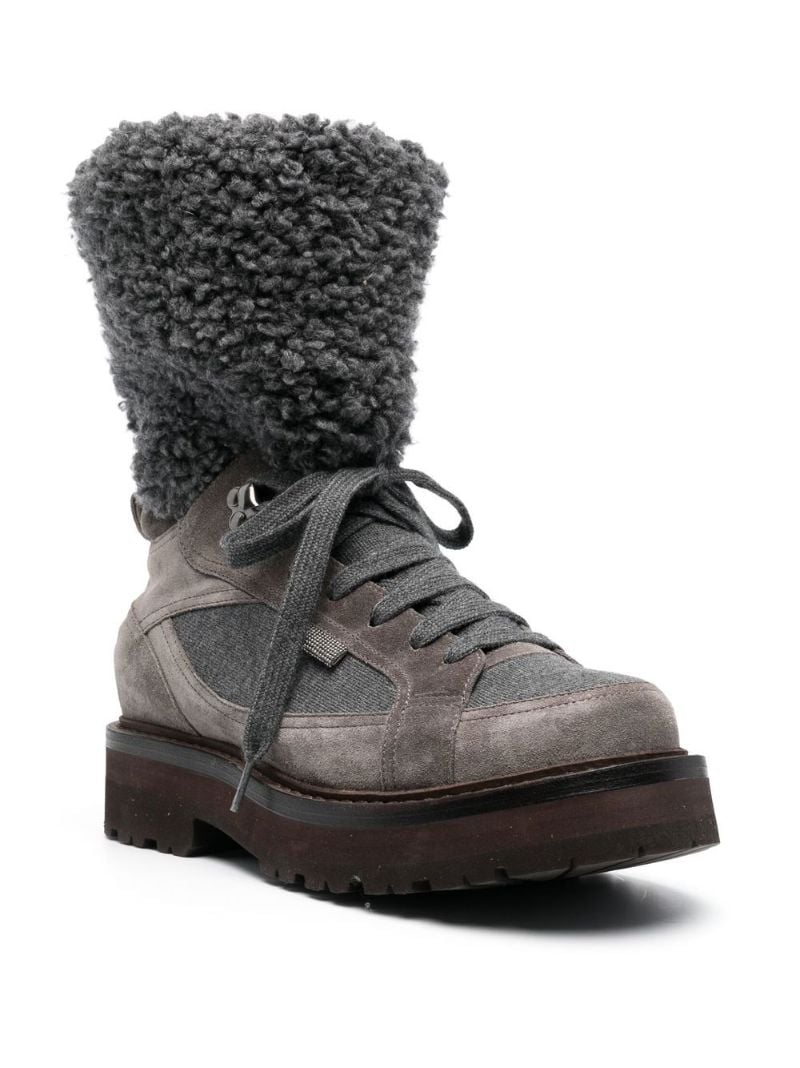 Grey Panelled Suede Boots