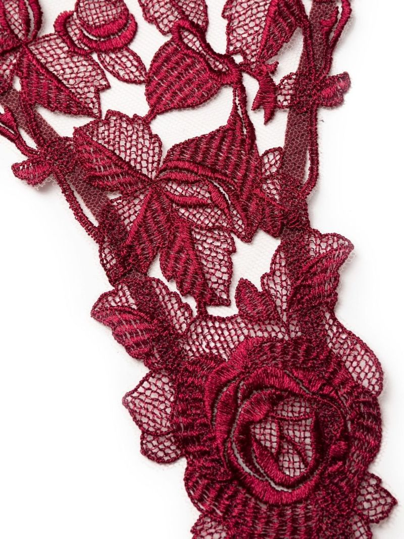 Red Rose Lace Silk Bodysuit