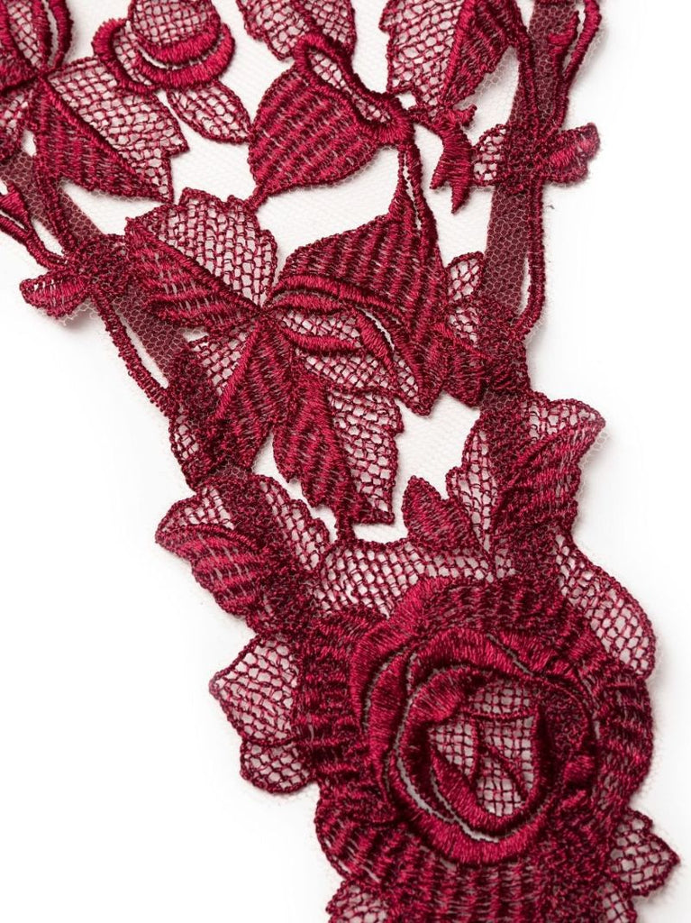 Red Rose Lace Silk Bodysuit