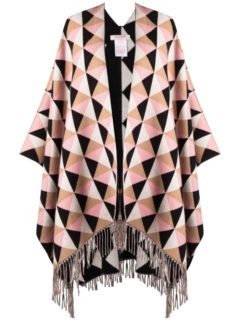 Pink Archive Pattern Wool Poncho