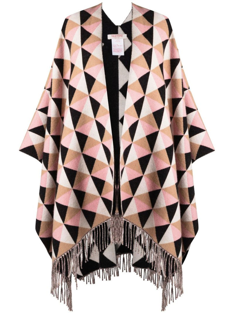 Pink Archive Pattern Wool Poncho
