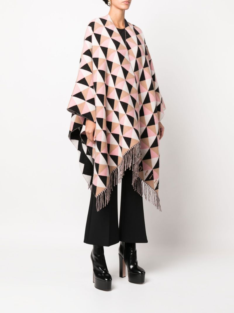 Pink Archive Pattern Wool Poncho