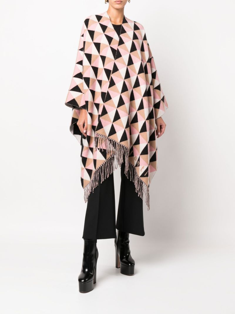 Pink Archive Pattern Wool Poncho