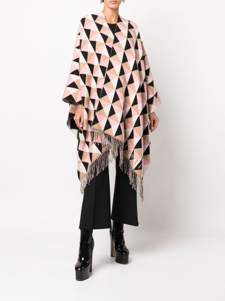 Pink Archive Pattern Wool Poncho