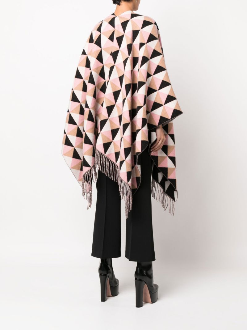 Pink Archive Pattern Wool Poncho