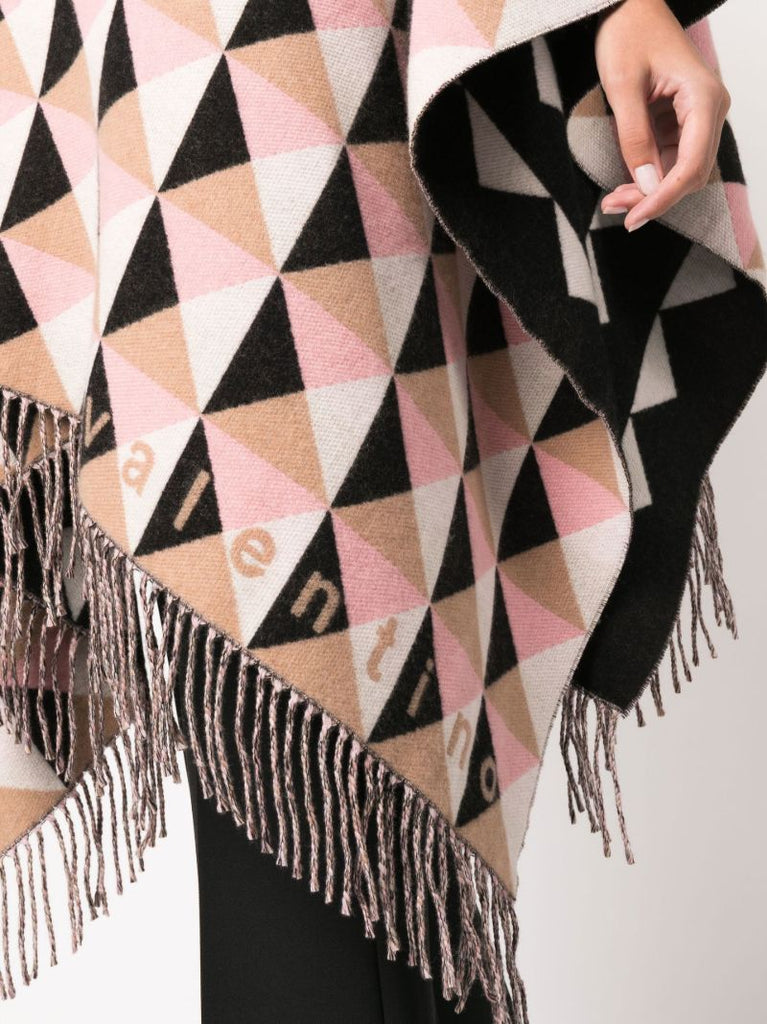 Pink Archive Pattern Wool Poncho