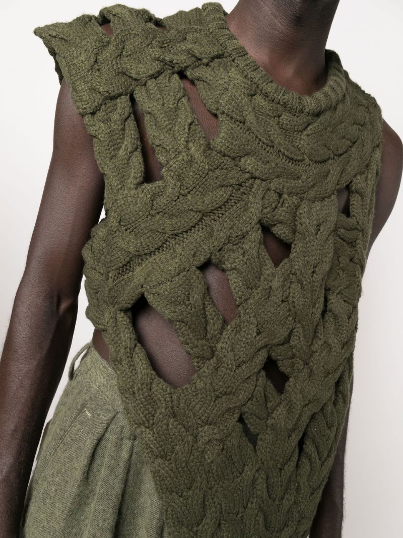 Green Cable Knit Sweater Vest