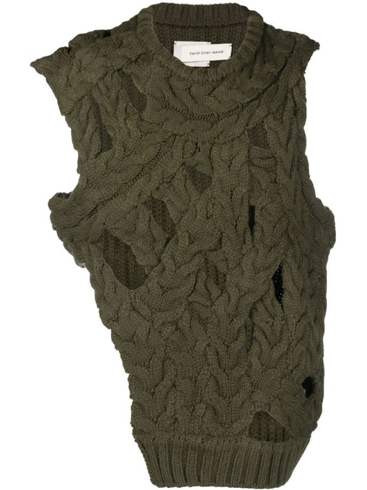 Green Cable Knit Sweater Vest