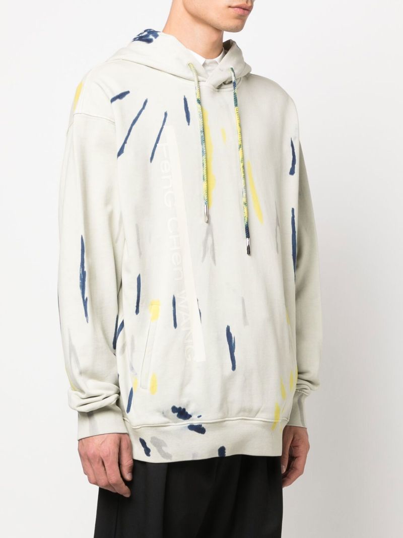 Neutral Tie-dye Print Cotton Hoodie