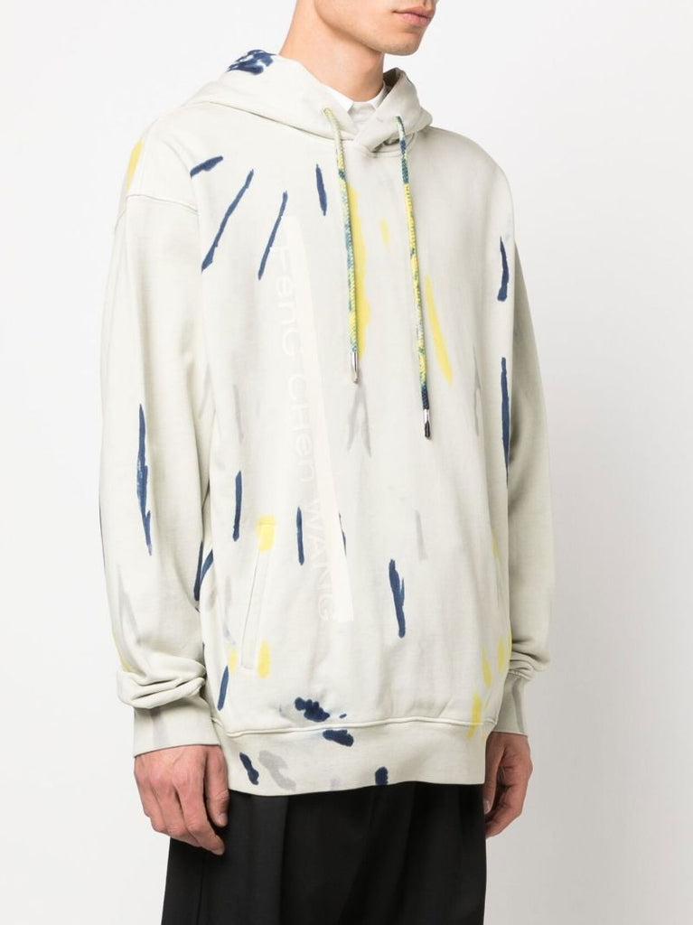 Neutral Tie-dye Print Cotton Hoodie