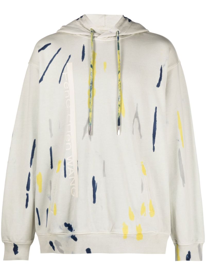 Neutral Tie-dye Print Cotton Hoodie
