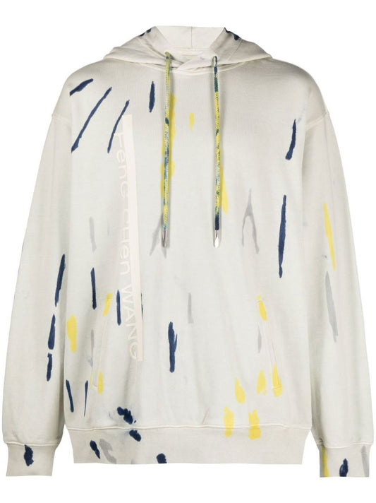 Neutral Tie-dye Print Cotton Hoodie