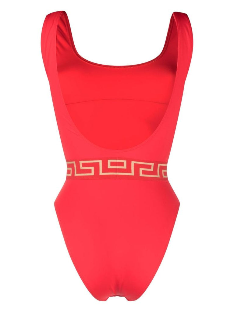 Red Greca Waistband Swimsuit