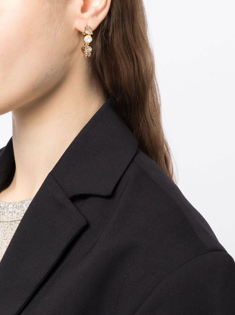 Gold-plated Crystal Embellished Hoop Earrings