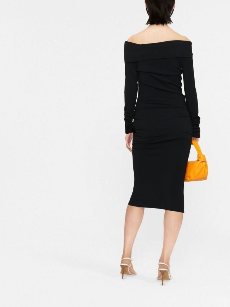 Black Kaia Off-the-shoulder Midi Dress