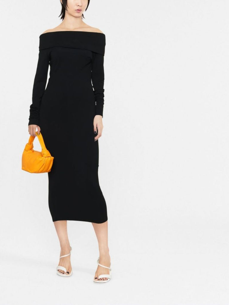 Black Kaia Off-the-shoulder Midi Dress