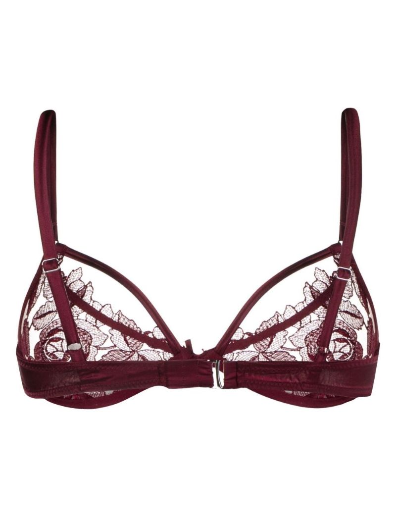 Red Rose Embroidered Demi Bra