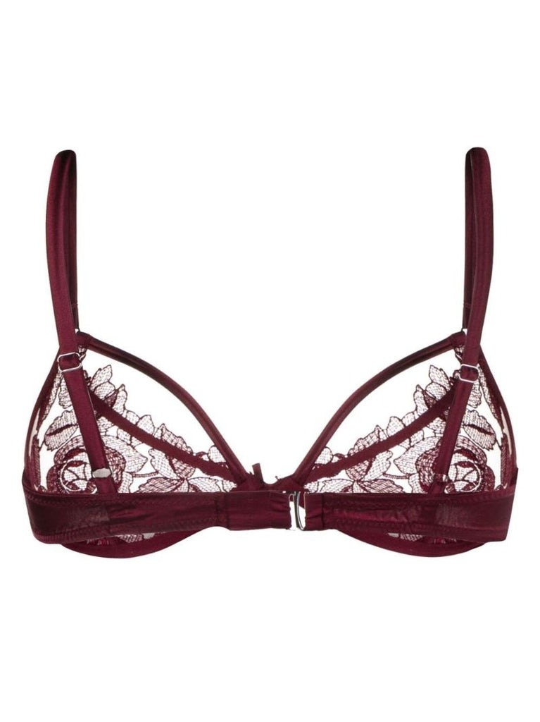 Red Rose Embroidered Demi Bra